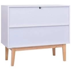 Buffet MDF Et Résine Tressée Blanc 88,5x40x80 Cm Modèle 2 VidaXL -Buffet et enfilade Soldes 19545989 4