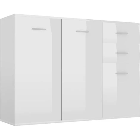 YOUTHUP Buffet Blanc Brillant 105x30x75 Cm Aggloméré 2 YOUTHUP Buffet Blanc Brillant 105x30x75 Cm Aggloméré – Image 2