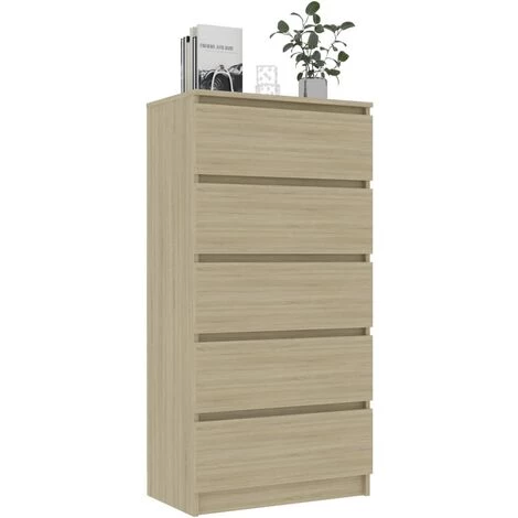 YOUTHUP Buffet à Tiroirs Chêne Sonoma 60x35x121 Cm Aggloméré 3 YOUTHUP Buffet à Tiroirs Chêne Sonoma 60x35x121 Cm Aggloméré – Image 3