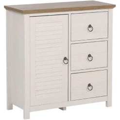 BELIANI Commode Crème Et Bois Foncé - Beige