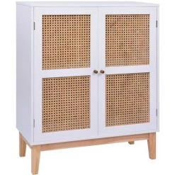VidaXL Buffet MDF Et Résine Tressée Blanc 80x35x100 Cm - Blanc