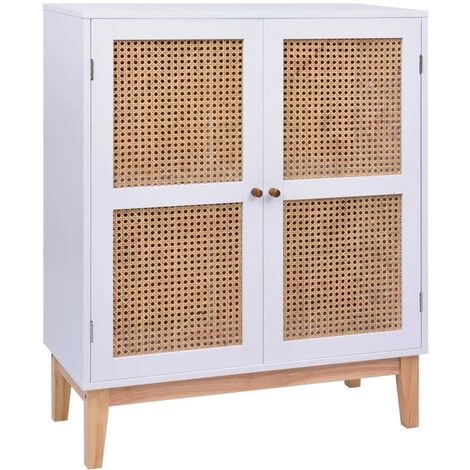 VidaXL Buffet MDF Et Résine Tressée Blanc 80x35x100 Cm - Blanc 1 VidaXL Buffet MDF Et Résine Tressée Blanc 80x35x100 Cm - Blanc