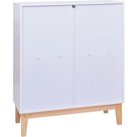 VidaXL Buffet MDF Et Résine Tressée Blanc 80x35x100 Cm - Blanc 2 VidaXL Buffet MDF Et Résine Tressée Blanc 80x35x100 Cm - Blanc – Image 2