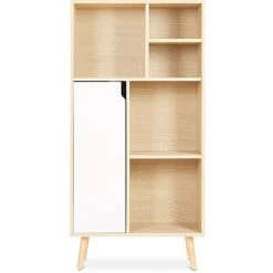 SCANDINAVIAN STYLE Bibliothèque Buffet De Style Scandinave Avec 6 Compartiments - Bois Bois Naturel - Bois Massif, MDF - Bois Naturel