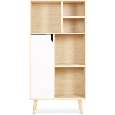 SCANDINAVIAN STYLE Bibliothèque Buffet De Style Scandinave Avec 6 Compartiments - Bois Bois Naturel - Bois Massif, MDF - Bois Naturel 1 SCANDINAVIAN STYLE Bibliothèque Buffet De Style Scandinave Avec 6 Compartiments - Bois Bois Naturel - Bois Massif, MDF - Bois Naturel