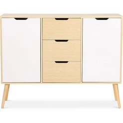 SCANDINAVIAN STYLE Buffet De Style Scandinave Bicolore - Bois Bois Naturel - MDF - Bois Naturel