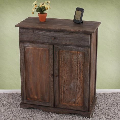 HHG Commode / Table D'appoint / Armoire, 66x33x78cm, Shabby, Vintage, Marron 2 HHG Commode / Table D'appoint / Armoire, 66x33x78cm, Shabby, Vintage, Marron – Image 2