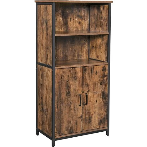 VASAGLE Meuble De Rangement, Armoire, Placard, Bibliothèque, 2 Compartiments Ouvert Et 1 Compartiment Fermé à Double Porte, Structure En Acier, Pour Salon, Cuisine, Marron Rustique Et Noir Par SONGMICS LSC66BX - Brun Rustique, Noir 1 VASAGLE Meuble De Rangement, Armoire, Placard, Bibliothèque, 2 Compartiments Ouvert Et 1 Compartiment Fermé à Double Porte, Structure En Acier, Pour Salon, Cuisine, Marron Rustique Et Noir Par SONGMICS LSC66BX - Brun Rustique, Noir