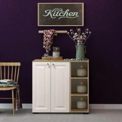 HOMEMANIA Armoire Multifonctionnelle Rakes - Depuis Le Salon, La Cuisine, Le Couloir, La Chambre A Coucher - Blanc, Bois En Panneau D'agglomere Melamine, MDF, MFC, Pieds : PVC, 90 X 37 X 85 Cm