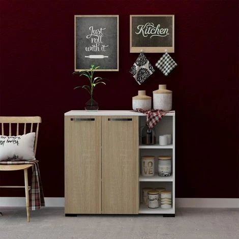 HOMEMANIA Armoire Multifonctionnelle Dino - Pour Le Salon, La Cuisine, Le Hall, La Chambre A Coucher - Blanc, Bois, Noir En Panneau D'agglomere Melamine, Pieds : Plastique, 90 X 37 X 85 Cm 1 HOMEMANIA Armoire Multifonctionnelle Dino - Pour Le Salon, La Cuisine, Le Hall, La Chambre A Coucher - Blanc, Bois, Noir En Panneau D'agglomere Melamine, Pieds : Plastique, 90 X 37 X 85 Cm