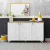 HOMEMANIA Armoire Multifonctionnelle Rosalie - Salon, Cuisine, Couloir, Chambre A Coucher - Blanc, Bois En Panneau D'agglomere Melamine, MDF, MFC, Pieds : PVC, 120 X 37 X 72 Cm