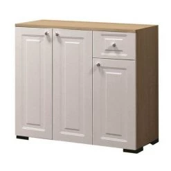 HOMEMANIA Armoire Multifonctionnelle Hermes - Salon, Cuisine, Couloir, Chambre A Coucher - Blanc, Bois En Panneau D'agglomere Melamine, MDF, MFC, Pieds : PVC, 90 X 37 X 85 Cm -Buffet et enfilade Soldes 19715428 3