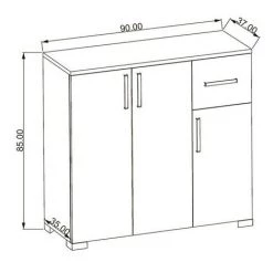 HOMEMANIA Armoire Multifonctionnelle Hermes - Salon, Cuisine, Couloir, Chambre A Coucher - Blanc, Bois En Panneau D'agglomere Melamine, MDF, MFC, Pieds : PVC, 90 X 37 X 85 Cm -Buffet et enfilade Soldes 19715428 5