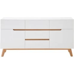 MILIBOO Buffet Scandinave Blanc Mat Et Chêne SKIVE - Blanc Mat