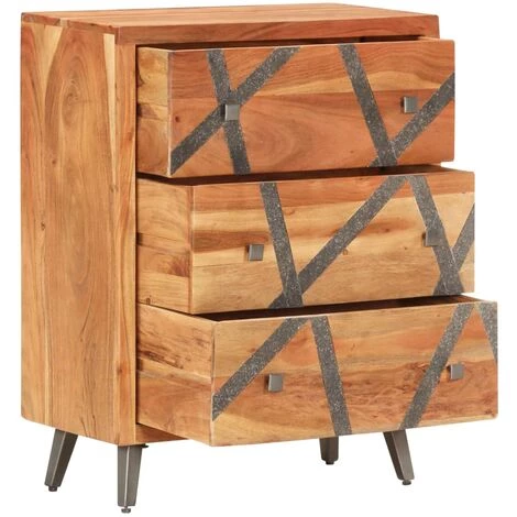 VidaXL Buffet 60x30x75 Cm Bois D'acacia Massif - Brun 4 VidaXL Buffet 60x30x75 Cm Bois D'acacia Massif - Brun – Image 4