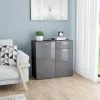 VidaXL Buffet Aggloméré Gris Brillant 80x36x75 Cm - Gris