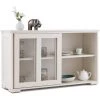 COSTWAY Buffet De Cuisine, Meuble Rangement Avec 2 Etagères, Porte Coulissante, Design Simple Et Contemporain, Idéal Pour Cuisine Chambre Salon, Blanc Antique