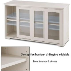 COSTWAY Buffet De Cuisine, Meuble Rangement Avec 2 Etagères, Porte Coulissante, Design Simple Et Contemporain, Idéal Pour Cuisine Chambre Salon, Blanc Antique 9 COSTWAY Buffet De Cuisine, Meuble Rangement Avec 2 Etagères, Porte Coulissante, Design Simple Et Contemporain, Idéal Pour Cuisine Chambre Salon, Blanc Antique -Buffet et enfilade Soldes 19849860 5
