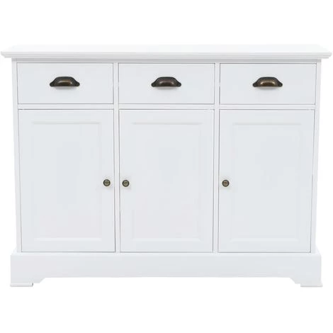 ASUPERMALL Buffet Avec 3 Portes MDF Et Bois De Pin 105 X 35 X 77,5 Cm 4 ASUPERMALL Buffet Avec 3 Portes MDF Et Bois De Pin 105 X 35 X 77,5 Cm – Image 4