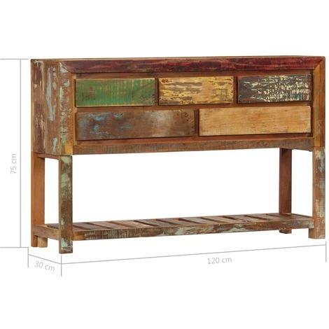 ASUPERMALL Buffet 120x30x75 Cm Bois De Recuperation Solide 5 ASUPERMALL Buffet 120x30x75 Cm Bois De Recuperation Solide – Image 5