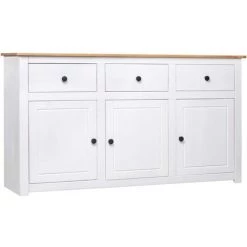 ASUPERMALL Buffet Blanc 135x40x80 Cm Pin Solide Assortiment Panama
