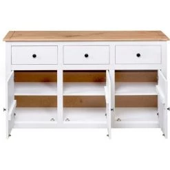 ASUPERMALL Buffet Blanc 135x40x80 Cm Pin Solide Assortiment Panama -Buffet et enfilade Soldes 19907457 5