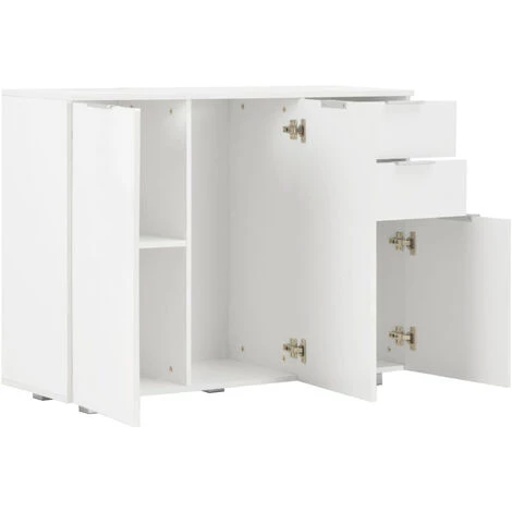 ASUPERMALL Buffet Blanc Brillant 107 X 35 X 76 Cm 5 ASUPERMALL Buffet Blanc Brillant 107 X 35 X 76 Cm – Image 5