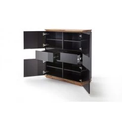 INSIDE75 Buffet Haut CHARLY 4 Portes 2 Tiroirs Laqué Noir Brillant Socle Et Plateau Chêne Noueux Huilé - Noir 7 INSIDE75 Buffet Haut CHARLY 4 Portes 2 Tiroirs Laqué Noir Brillant Socle Et Plateau Chêne Noueux Huilé - Noir -Buffet et enfilade Soldes 19920465 3