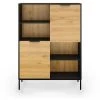 MOBILIER DECO ARWEN - Buffet Bibliothèque En Bois Et Métal 2 Portes 2 étagères - Bois