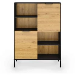 MOBILIER DECO ARWEN - Buffet Bibliothèque En Bois Et Métal 2 Portes 2 étagères - Bois