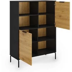 MOBILIER DECO ARWEN - Buffet Bibliothèque En Bois Et Métal 2 Portes 2 étagères - Bois -Buffet et enfilade Soldes 20251331 3