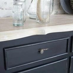 BOIS DESSUS BOIS DESSOUS Buffet En Bois D'acajou Et Teck 3 Portes 3 Tiroirs - Noir -Buffet et enfilade Soldes 2026275 3