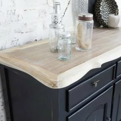 BOIS DESSUS BOIS DESSOUS Buffet En Bois D'acajou Et Teck 3 Portes 3 Tiroirs - Noir -Buffet et enfilade Soldes 2026275 4