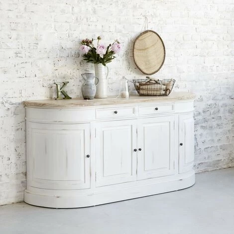 BOIS DESSUS BOIS DESSOUS Buffet En Bois D'acajou Et Teck 4 Portes 2 Tiroirs - Blanc 1 BOIS DESSUS BOIS DESSOUS Buffet En Bois D'acajou Et Teck 4 Portes 2 Tiroirs - Blanc