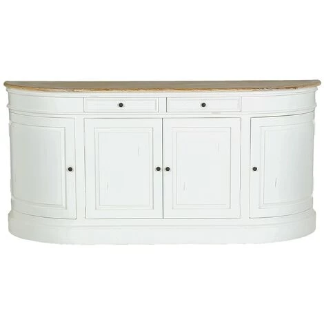 BOIS DESSUS BOIS DESSOUS Buffet En Bois D'acajou Et Teck 4 Portes 2 Tiroirs - Blanc 2 BOIS DESSUS BOIS DESSOUS Buffet En Bois D'acajou Et Teck 4 Portes 2 Tiroirs - Blanc – Image 2