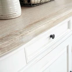 BOIS DESSUS BOIS DESSOUS Buffet En Bois D'acajou Et Teck 4 Portes 2 Tiroirs - Blanc 6 BOIS DESSUS BOIS DESSOUS Buffet En Bois D'acajou Et Teck 4 Portes 2 Tiroirs - Blanc -Buffet et enfilade Soldes 2026276 3