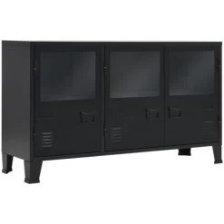 ASUPERMALL Buffet Metal De Style Industriel 120 X 35 X 70 Cm Noir