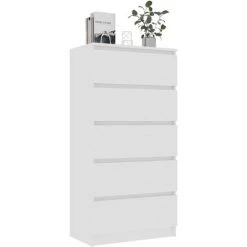 ASUPERMALL Buffet A Tiroirs Blanc 60x35x121 Cm Agglomere -Buffet et enfilade Soldes 21376789 3