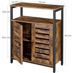 HELLOSHOP26 Meuble De Rangement Placard Buffet Armoire Industriel 70 X 30 Cm Acier Noir Et Bois - Bois -Buffet et enfilade Soldes 22777166 2