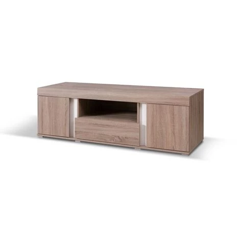 PRICE FACTORY Meuble Tv Design AVIGNON Couleur Chêne Et Blanc. Idéal Pour Meubler Votre Salon. Deux Portes, Une Niche Et Un Tiroir. - Marron 1 PRICE FACTORY Meuble Tv Design AVIGNON Couleur Chêne Et Blanc. Idéal Pour Meubler Votre Salon. Deux Portes, Une Niche Et Un Tiroir. - Marron