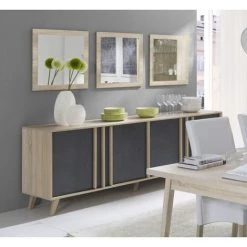 PRICE FACTORY Lot De 3 Miroirs MALMO. Cadre Coloris Chêne Clair, Sonoma. Accessoire Idéal Pour La Décoration De Votre Habitation. - Marron -Buffet et enfilade Soldes 22778406 3