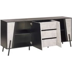 BELIANI Commode Effet Béton Et Noire - Gris -Buffet et enfilade Soldes 22940741 3