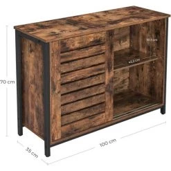 VASAGLE, Placard De Cuisine, Buffet à Portes Coulissantes, Commode, Salon, Entrée, Bureau, Avec Cadre En Acier, Style Industriel, Marron Rustique Et Noir Par SONGMICS LSC081B01 - Marron Rustique Et Noir -Buffet et enfilade Soldes 22958775 5