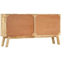 Topdeal Buffet Marron Et Noir 160x30x80 Cm Bois De Manguier Solide Brut -Buffet et enfilade Soldes 23077078 5