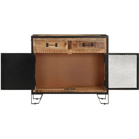 VidaXL Buffet 80x31x71 Cm Bois De Manguier Massif Brut - Brun 3 VidaXL Buffet 80x31x71 Cm Bois De Manguier Massif Brut - Brun – Image 3
