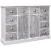 Topdeal Buffet Avec 10 Tiroirs Gris 113 X 30 X 79 Cm Bois