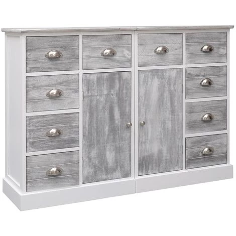 Topdeal Buffet Avec 10 Tiroirs Gris 113 X 30 X 79 Cm Bois 1 Topdeal Buffet Avec 10 Tiroirs Gris 113 X 30 X 79 Cm Bois