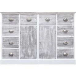 Topdeal Buffet Avec 10 Tiroirs Gris 113 X 30 X 79 Cm Bois 7 Topdeal Buffet Avec 10 Tiroirs Gris 113 X 30 X 79 Cm Bois -Buffet et enfilade Soldes 23214209 3