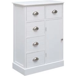 Topdeal Buffet Avec 10 Tiroirs Blanc 113 X 30 X 79 Cm Bois -Buffet et enfilade Soldes 23214216 3