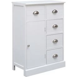 Topdeal Buffet Avec 10 Tiroirs Blanc 113 X 30 X 79 Cm Bois -Buffet et enfilade Soldes 23214216 4